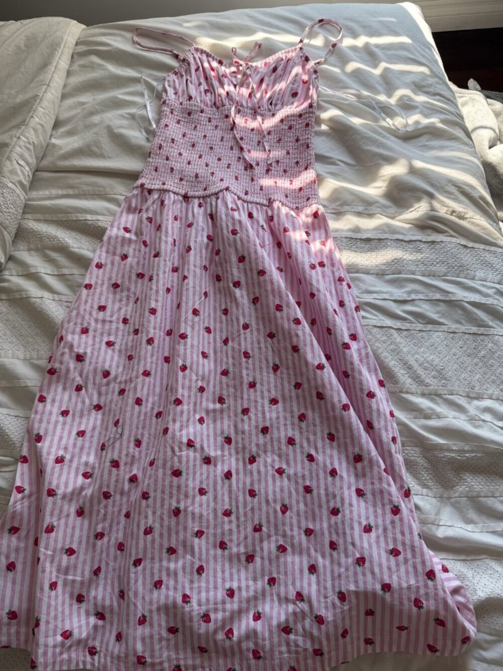 Japna Pink Strawberry Smocked Dress Size XS